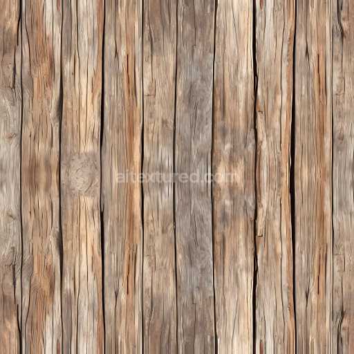 Seamless 3D Rustic Aged Wood Planks PBR Texture with Weathered Grain