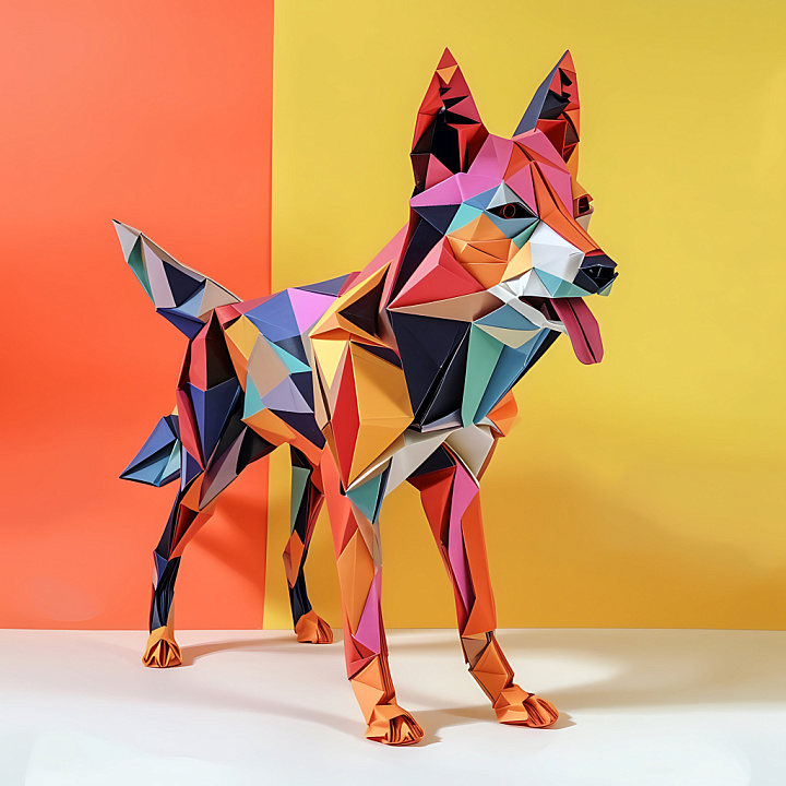 Featuring Vibrant Origami Dingo Pattern seamless PBR texture preview