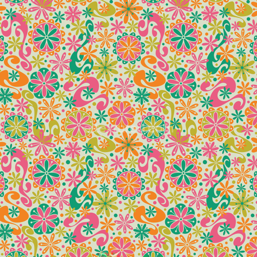 Preview — Seamless 3D PBR Texture of Vibrant Embroidered Floral Fabric with Retro Style