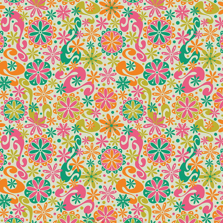 Vibrant Embroidered Floral Fabric with Retro Style seamless PBR texture preview