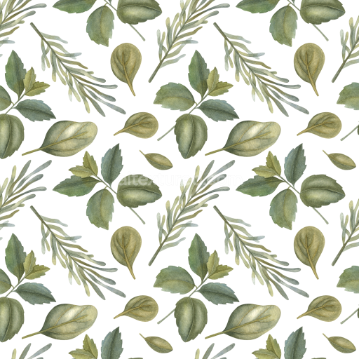 Seamless 3D PBR Texture of Soft Watercolor Greenery Leaves Pattern