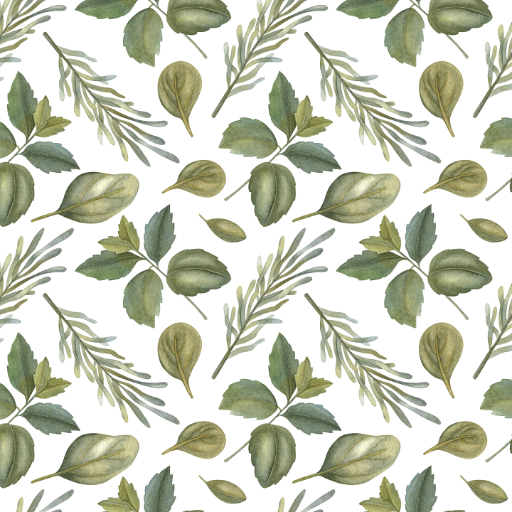 Soft Watercolor Greenery Leaves Pattern seamless PBR texture preview