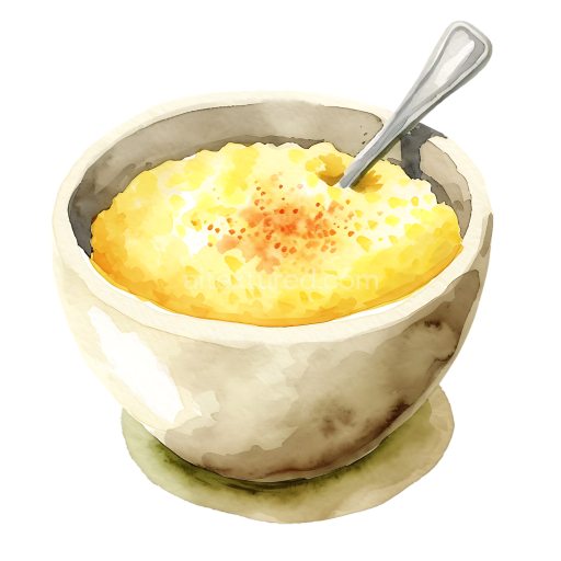 Watercolor Style Cornmeal Porridge Breakfast Bowl Illustration