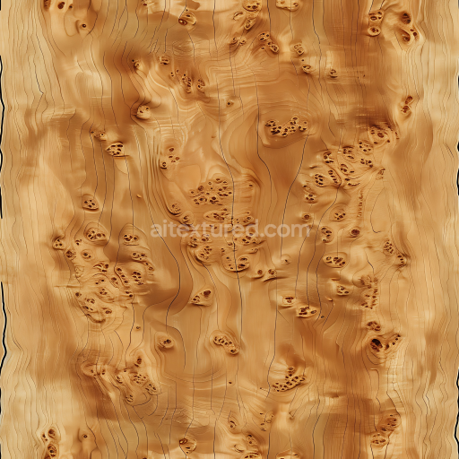 Seamless 3D Birch Wood Burl PBR Texture with Knots and Grain Detail