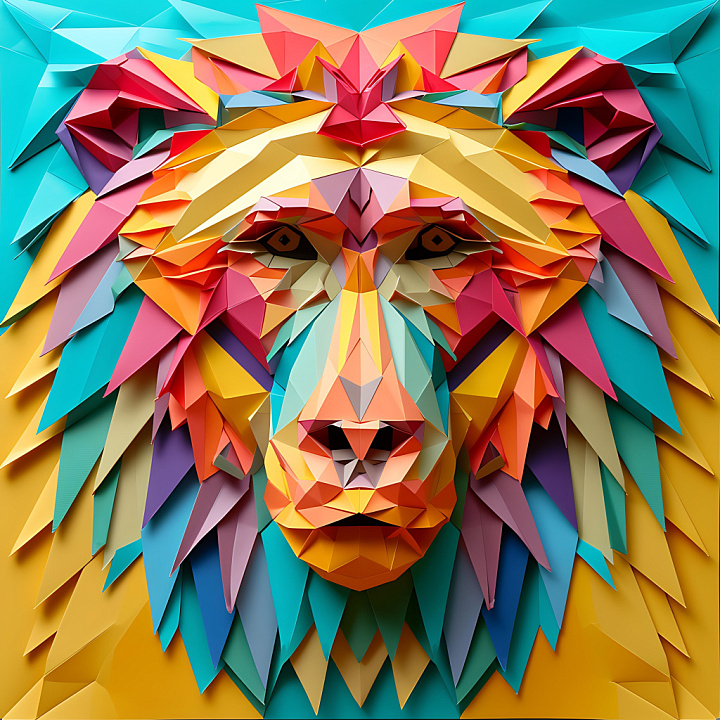 Featuring Vibrant Geometric Baboon Design seamless PBR texture preview