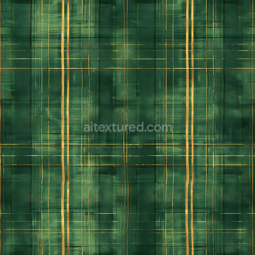 Seamless 3D PBR Texture of Green Plaid Fabric with Thin Yellow and Black Lines