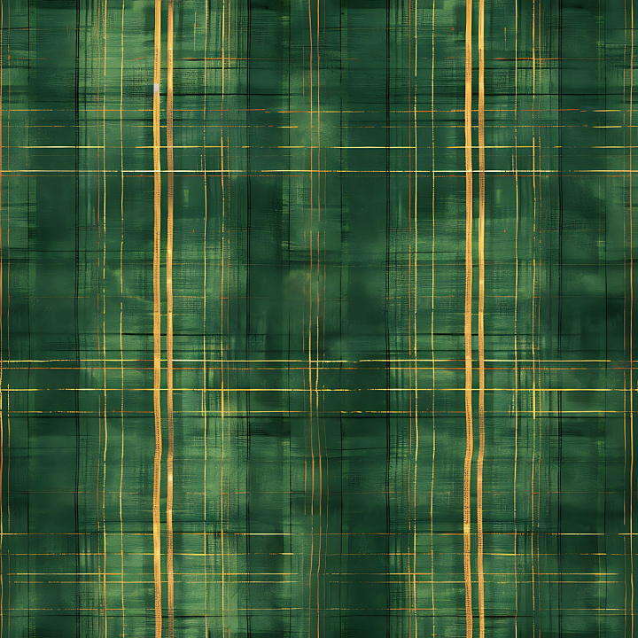 Green Plaid Fabric with Thin Yellow and Black Lines seamless PBR texture preview