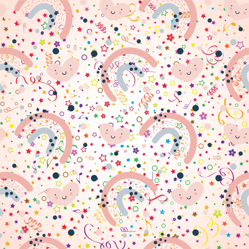 Colorful Confetti and Rainbow Party Pattern Texture seamless Birthday PBR texture