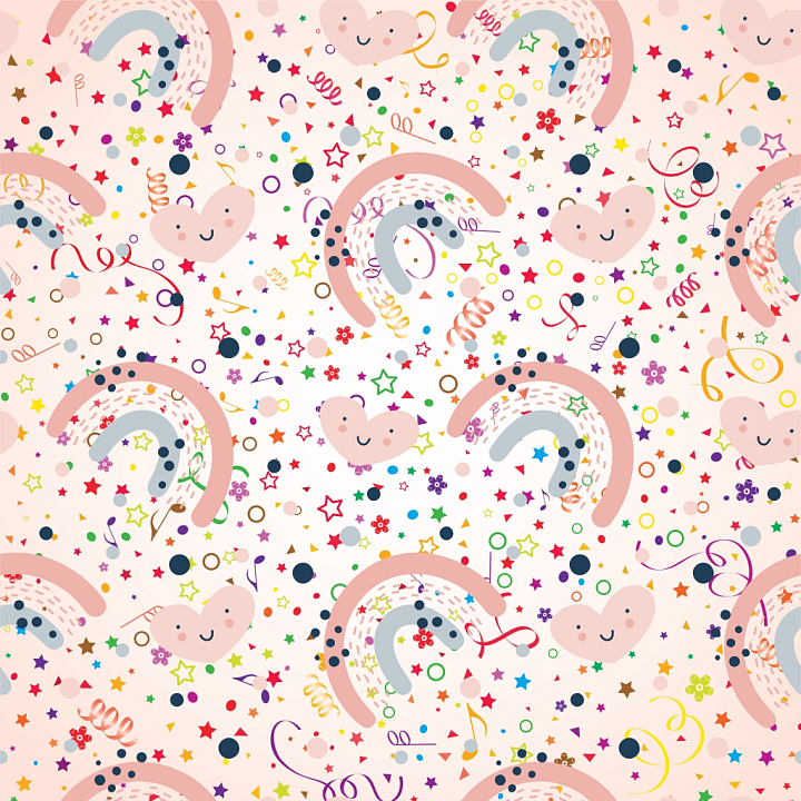 Colorful Confetti and Rainbow Party Pattern seamless PBR texture preview