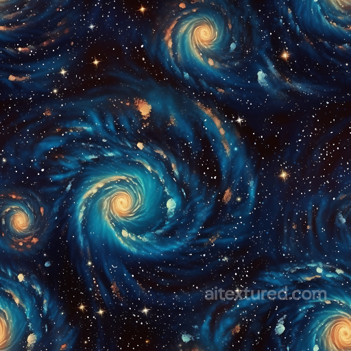 Spiral Galaxy Nebula PBR Texture with Luminous Cosmic Swirls seamless Star, space, planets PBR texture