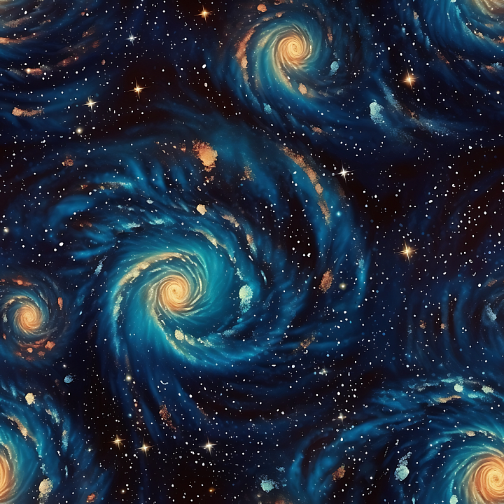 Spiral Galaxy Nebula with Luminous Cosmic Swirls seamless PBR texture preview