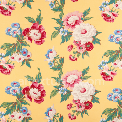 seamless Seamless 3D PBR Vintage Floral Fabric Texture with Warm Yellow Background and Colorful Bouquet Pattern texture 8k free download PBR