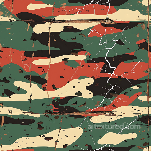 Vintage Woodland Camouflage Texture with Distressed Weathered Effect seamless Color Camouflage PBR texture