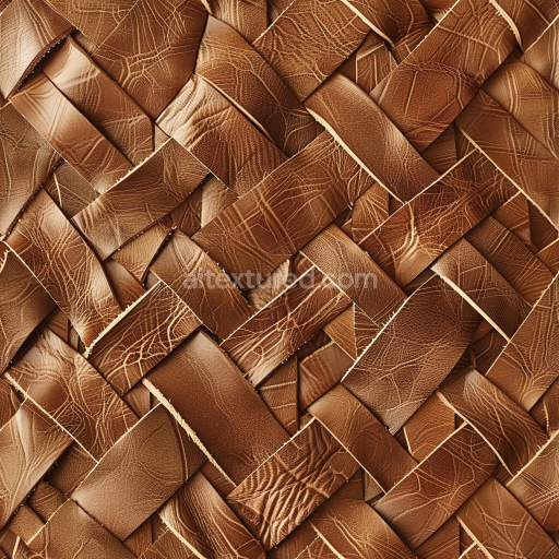 Seamless 3D Woven Distressed Brown Leather PBR Texture with Detailed Grain and Folds