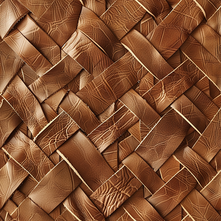 Woven Distressed Brown Leather with Detailed Grain and Folds seamless PBR texture preview