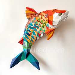 seamless Seamless 3D PBR Texture of Colorful Origami Fish Scale Pattern texture 8k free download PBR