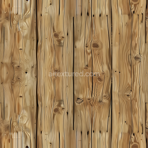 Seamless 3D Rustic Pine Wood Planks PBR Texture with Knots and Grain