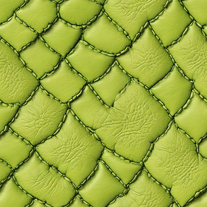 Of Lime Green Stitched Patchwork Leather With Subtle Wrinkles seamless PBR texture preview