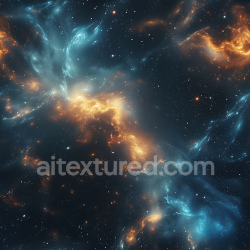 seamless Seamless 3D Space PBR Texture Featuring Vibrant Blue and Orange Nebula Clouds texture 8k free download PBR