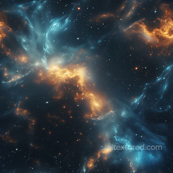 Space PBR Texture Featuring Vibrant Blue and Orange Nebula Clouds Star, space, planets texture preview