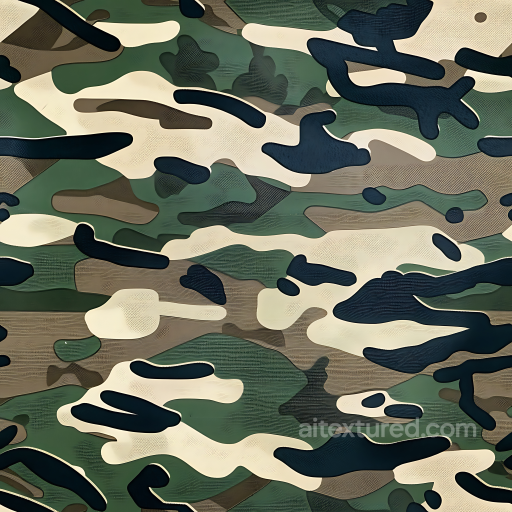 Woodland Camouflage Texture with Organic Multi-Tone Pattern seamless Color Camouflage PBR texture