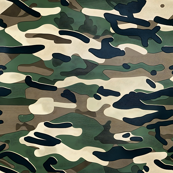 Woodland Camouflage with Organic Multi-Tone Pattern seamless PBR texture preview