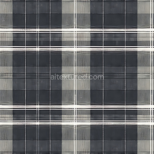 Seamless 3D PBR Texture of Black and Gray Subtle Plaid Fabric Pattern
