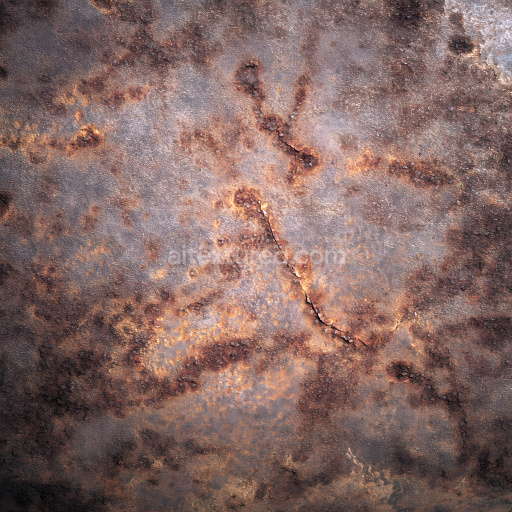 Seamless 3D PBR Texture of Rusted Metal with Cracks and Corrosion