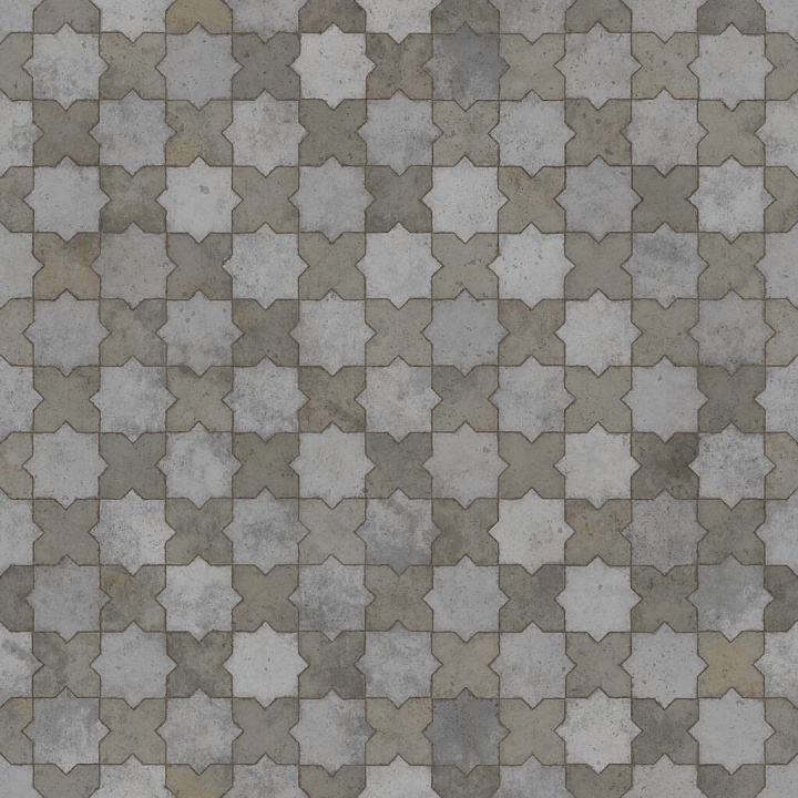 Star and Cross Shaped Concrete Tile seamless PBR texture preview
