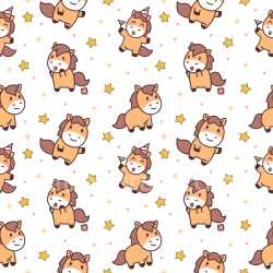 Pattern Bundle - Seamless 3D Pattern PBR Texture Featuring Cute Cartoon Horses with Stars texture preview