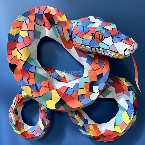 Seamless 3D PBR texture of colorful geometric polygon snake scales