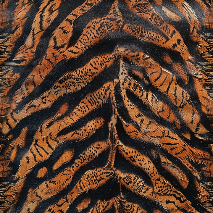 Tiger Fur Patterned Leather with Lush Hair Detail seamless PBR texture preview