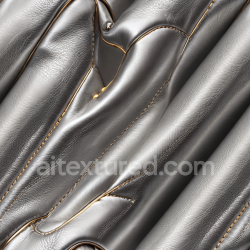 seamless Seamless 3D PBR Texture of Smooth Metallic Silver Leather with Detailed Stitching and Wrinkles texture 8k free download PBR