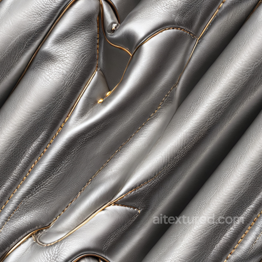 Smooth Metallic Silver Leather Seamless Texture with Detailed Stitching and Wrinkles seamless Leather PBR texture
