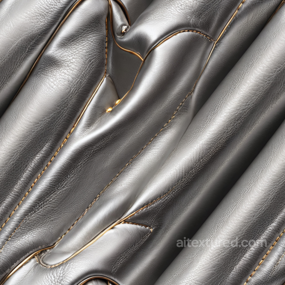 Smooth Metallic Silver Leather Seamless Texture with Detailed Stitching and Wrinkles Leather texture preview