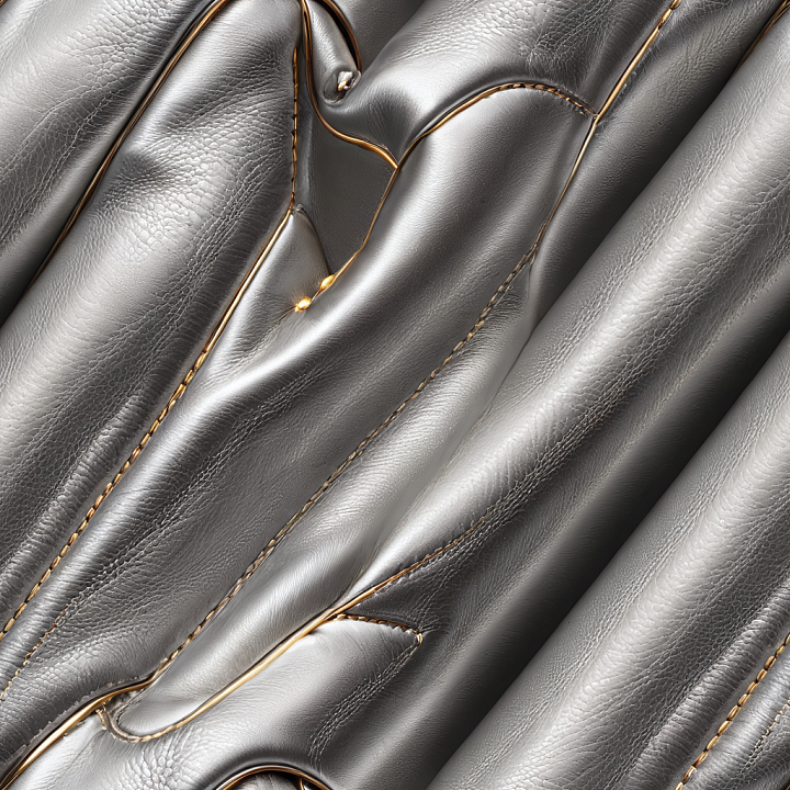 Smooth Metallic Silver Leather with Detailed Stitching and Wrinkles seamless PBR texture preview