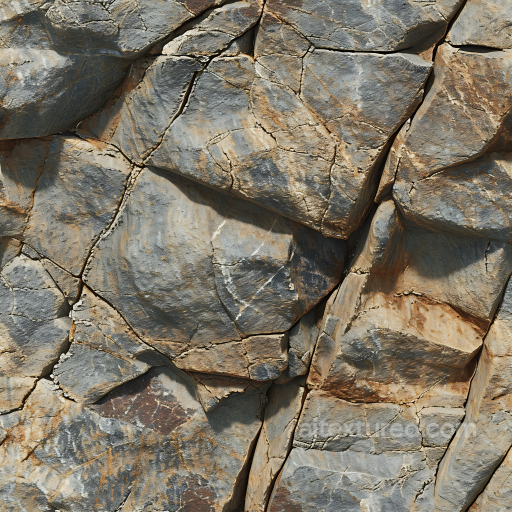 Stone Texture of Rough Rocky Cliff Wall with Crack Patterns and Rust Tones seamless Stone PBR texture