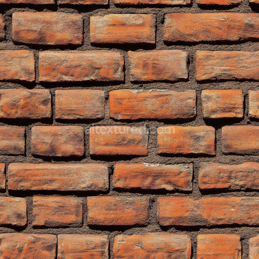 Seamless 3D Cracked Brick Wall PBR Texture with Rough Orange and Brown Surface