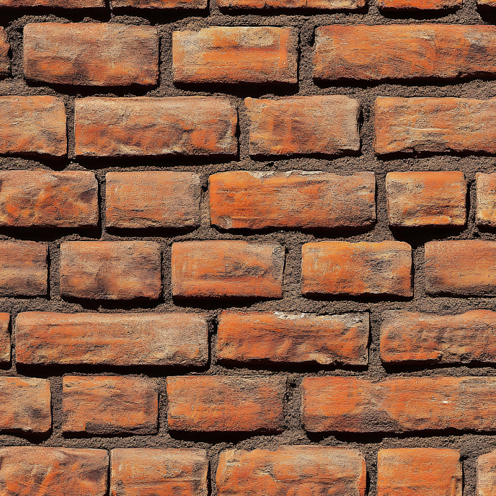 Cracked Brick Wall with Rough Orange and Brown Surface seamless PBR texture preview