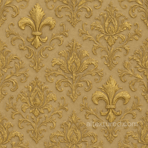 Fleur De Lis Damask Wallpaper With Embossed Metallic Accents Finish seamless Wallpaper PBR texture