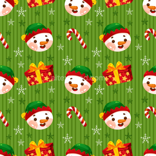 Seamless 3D PBR Christmas Digital Paper Texture with Snowman, Candy Cane & Gift Box