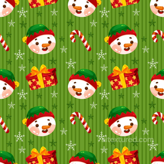 Featuring Cute Christmas Icons on Green Striped Background All Christmas Digital paper texture preview