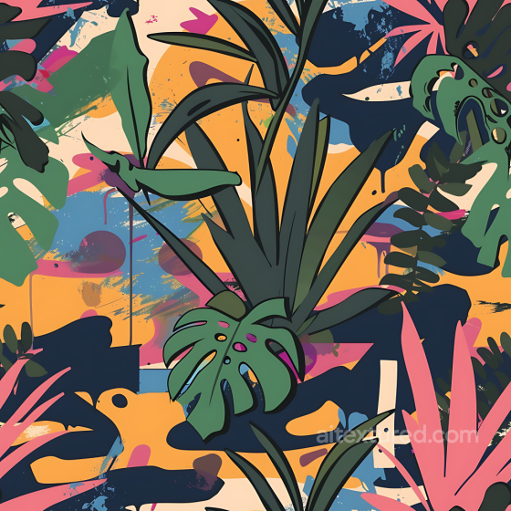 Stylized Jungle Camouflage PBR Texture with Tropical Foliage Color Camouflage texture preview