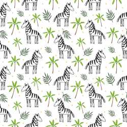 Seamless 3D Pattern PBR Texture Featuring Hand-Drawn Zebras & Tropical Leaves texture preview