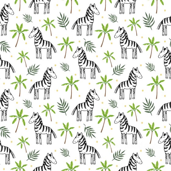 Pattern PBR Texture Featuring Hand-Drawn Zebras & Tropical Leaves Pattern Bundle texture preview