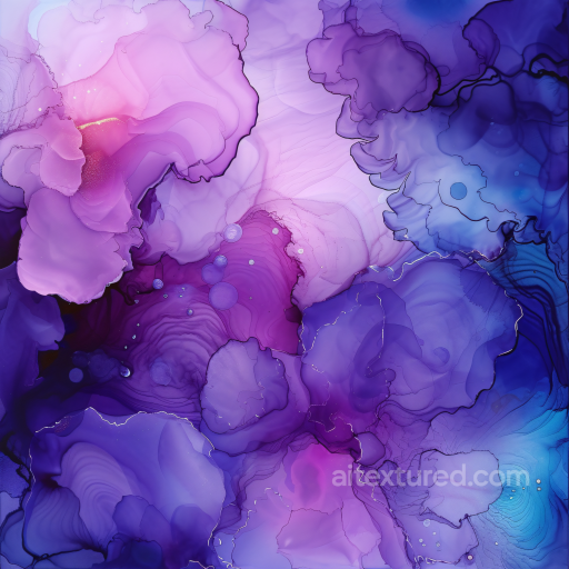 Alcohol Ink PBR Texture Featuring Purple and Violet Fluid Swirls texture preview