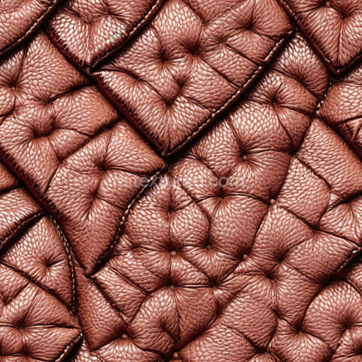 Seamless 3D Quilted Brown Pebbled Leather PBR Texture with Padded Panels and Natural Grain