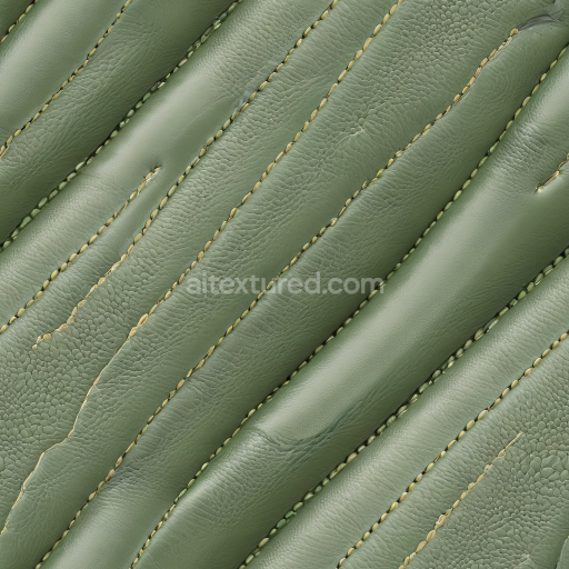 Seamless 3D PBR Texture of Stitched Green Pebbled Leather with Worn Details