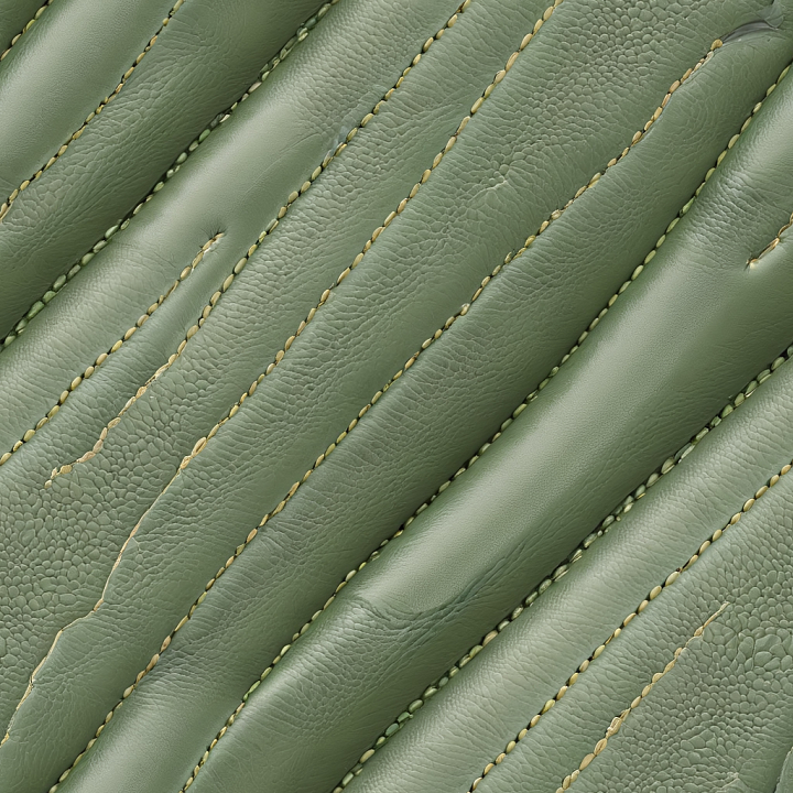 Stitched Green Pebbled Leather with Worn Details seamless PBR texture preview