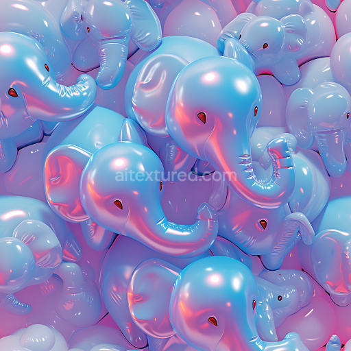 Seamless 3D Inflated Vinyl Elephant Toy PBR Texture in Soft Blue with Glossy Finish